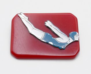 1920's-1930's Czechoslovakian Bakelite And Metal Diver Brooch