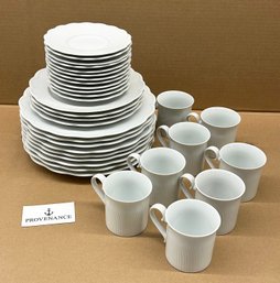 Dansk Blanc 4-Piece Dinnerware Set (Dinner Plate, Salad Plate, Mug, Saucer) - 33 Pieces - Franck Collection