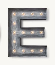 Restoration Hardware Vintage Illuminated Marquee Letter 'E' - Weathered Metal Finish ($370)