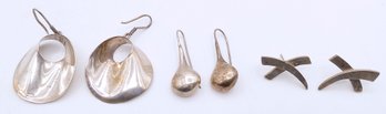 Vintage Mexico Sterling Silver Earring Lot - 3 Pairs - Taxco