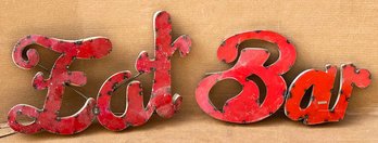 Vintage Metal Restaurant Signs - 'Eat' & 'Bar'