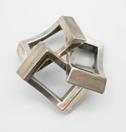Vintage Mid-Century Modern Geometric Sterling Silver Brooch