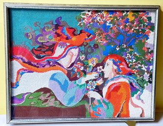 Vintage European Embroidered Picture - Framed