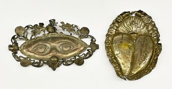 Antique Silver Catholic Italian Ex-Voto Eyes & Heart