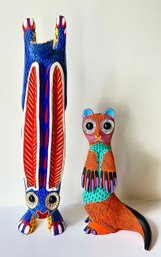 Arsenio Morales & Leopold Rios Hand Painted Wood Animal Carvings - Oaxaca Mexican Artists
