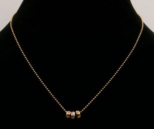 Famarine 14 KT Gold Necklace With Three Gold Roundels