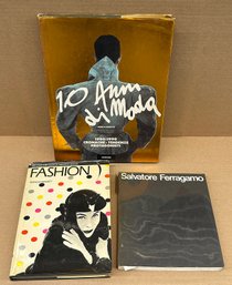 3 Books On Fashion - Ferragamo, Collectors Book On 20th C Fashion, 10 Years If Fashion (Italian)