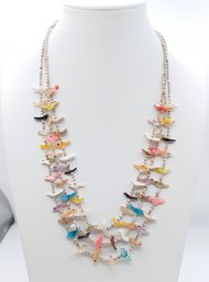 Triple Strand Native American Bird Fetish Necklace - Beads, And Natural Stone