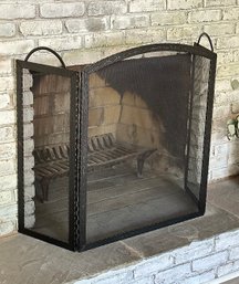 Ornate Iron & Mesh Fireplace Screen