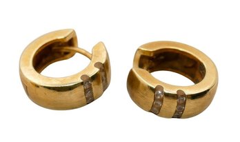 Pair Of Franz Breuning Ohg 14KT Gold And Diamond Earrings