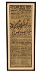 Circa 1900 Broadside For John Robinson's Great Consolidated Shows / Circus - Framed
