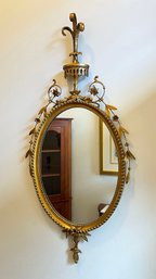 Antique Adam Style Giltwood Oval Mirror