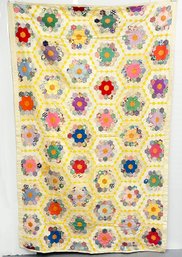 Vintage Grandmother's Flower Garden Quilt - 58' X 93' (4ft 10in X 7ft 9in)