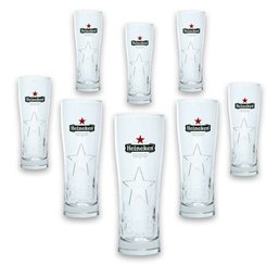 Set Of 8 - Heineken Star Pint Glasses (16oz) - New, Never Used