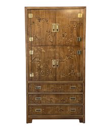 Vintage 1970's Drexel Heritage Chinoiserie Campaign Style Armoire Dresser