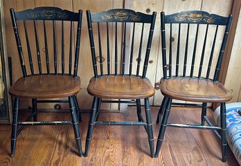 Set Of 3 - L. Hitchcock Windsor Side Chairs - Signed