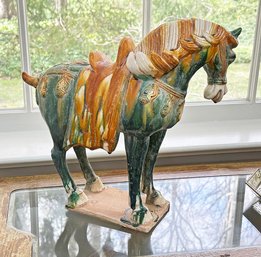 Vintage Tri-Color Terra Cotta Tang Dynasty Horse