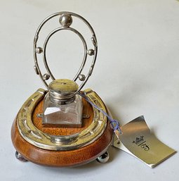 1880 Silver & Oak Horseshoe Ink Well - Purchased For $1250