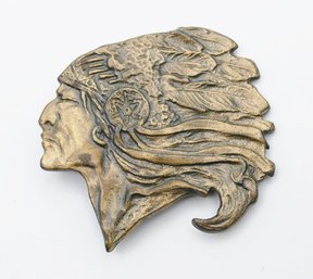 Vintage Brass Native American Chief Belt Buckle