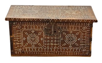 Early 18th C Hardwood Indo-Portuguese Table Chest With Mother Of Pearl Inlay