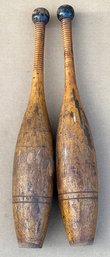 Pair Of Antique Wooden Juggling Pins