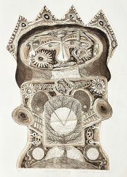 Vintage Shigeru Narikawa (Japan, B. 1946) Aquatint Etching 'Hawaiian King'- Signed