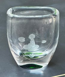 Orrefors Sweden Glass Vase By Vicke Lindstand