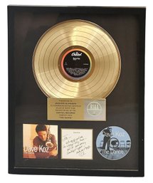 Authentic Dave Koz Gold Record Award For His 1999 Album 'The Dance' - With Note - Jazz