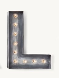 Restoration Hardware Vintage Illuminated Marqee Letter 'L' - Weathered Metal Finish ($370)
