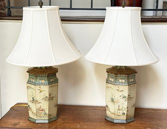 Pair Of Vintage Sarreid Ltd Chinoiserie Style Table Lamps