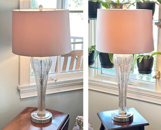 Pair Of Safavieh Glass And Chrome Table Lamps