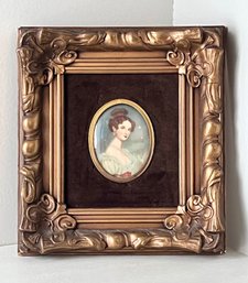 Miniature 19th C. Portrait On Porcelain - Signed Thomas Lawrence