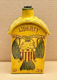 House Shaped Pottery Whiskey Jug - Liberty - Signed On Base