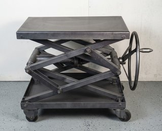 Restoration Hardware Scissor Lift Side Table - Adjustable - Large Size (MSRP $2500)
