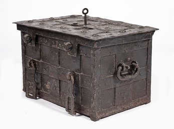 Authentic 17th Century Wrought Iron Strong Box / Armada Chest