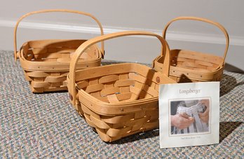 Collection Of 3 Handmade Longaberger Baskets From 2002-2003 - Signed