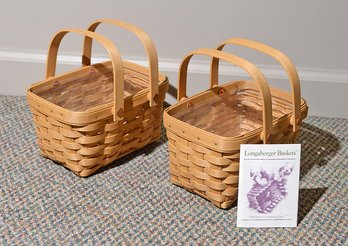 Pair Of Handwoven Longaberger Baskets - Signed - In Excellent Condition