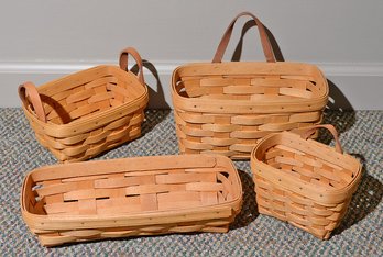 Collection Of 4 Handmade Longaberger Baskets From 1995-1997 - Signed