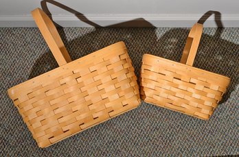 2 Different Handwoven Longaberger Baskets - In Excellent Condition