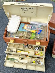 Vintage Fishing Tackle Box - Lures , Spinners, Worms, Hooks, Etc