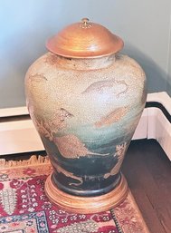 Mache Asian Styled Lidded Vase