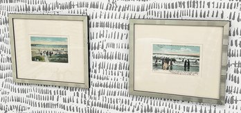 Pair Of Framed Original Antique Main Beach Postcards - Kennebunk And Old Orchard (1906)