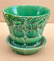 Vintage McCoy Pottery Aqua Green Diamond Quilted Flower Pot