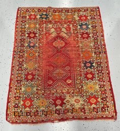 Antique Turkish Milas Prayer Wool Rug - 3'7' X 4'6' (43' X 54')