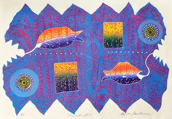 Large 1976 Shigeru Narikawa Aquatint Etching 'Monster Fish' - Signed - 27.25' X 38.25'