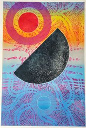 Vintage 1977 Shigeru Narikawa Aquatint Etching 'Sunset And Moon' - Signed - 27' X 39.5'