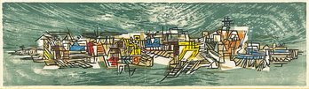 Seong Moy Color Woodcut Print 'Floating Island' - Signed / Numbered