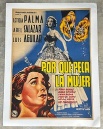 Vintage 1952 Mexican One-Sheet Movie Poster - POR QUE PECA LA MUJER  - Linen Backed