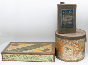 3 Different Antique Advertising Tins & Container - Nabisco, Cottonseed Oil, Maple Syrup