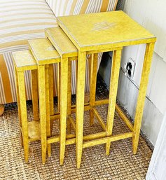 Set Of Yellow Painted Nautical Themed Nesting Tables